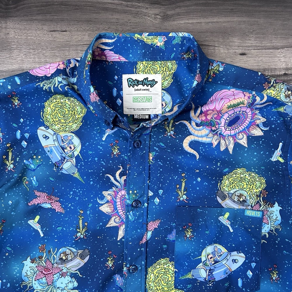 RSVLTS x Rick & Morty Mens Medium KUNUFLEX Spaceship Short Sleeve Shirt